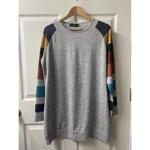 Harhay Sweater Womens Plus Size XXL Gray Knit Striped Sleeve Tunic Top EUC